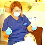 Staff member caring for patient